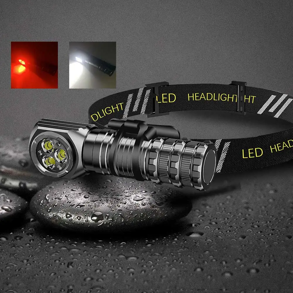 White Red LED headlamp Fishing Type-C USB 18650 headlight Torch Hunting lamp Camping Headlamp Flash Magnetotail light head