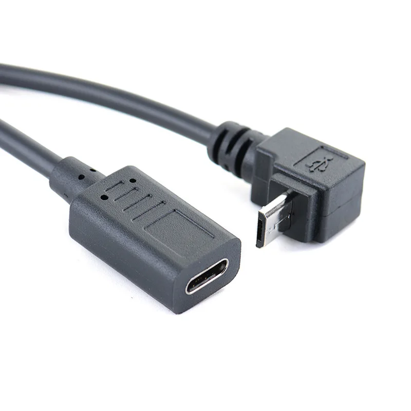 90 stopni kąt type-c kobieta do micro-b Micro męski USB ładowanie danych ładowarka otg konwerter przewód adapterowy kabel 27cm