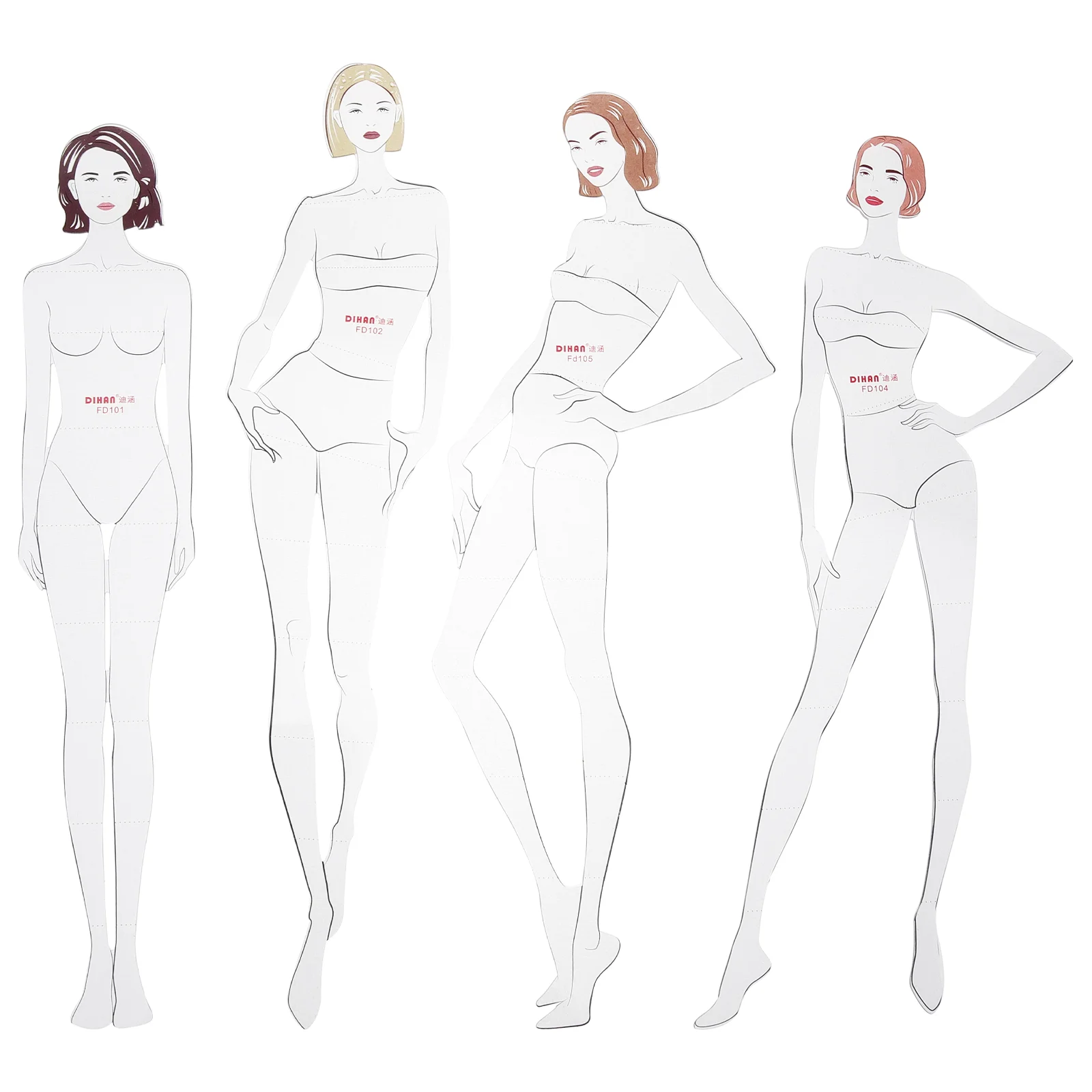 

4 Pcs Pattern Master For Sewing Clothing Measuring Ruler Hand Drawn Mannequin Rulers Drawing Child