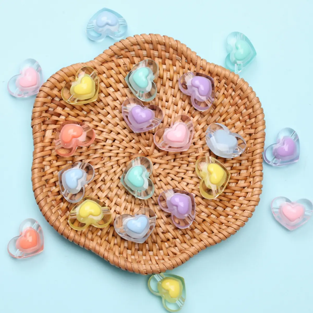 13*17mm 10Pcs Candy Color Transparent Love Heart Loose Beads DIY Crafts Necklace Bracele For Jewelry Making Handmade Material