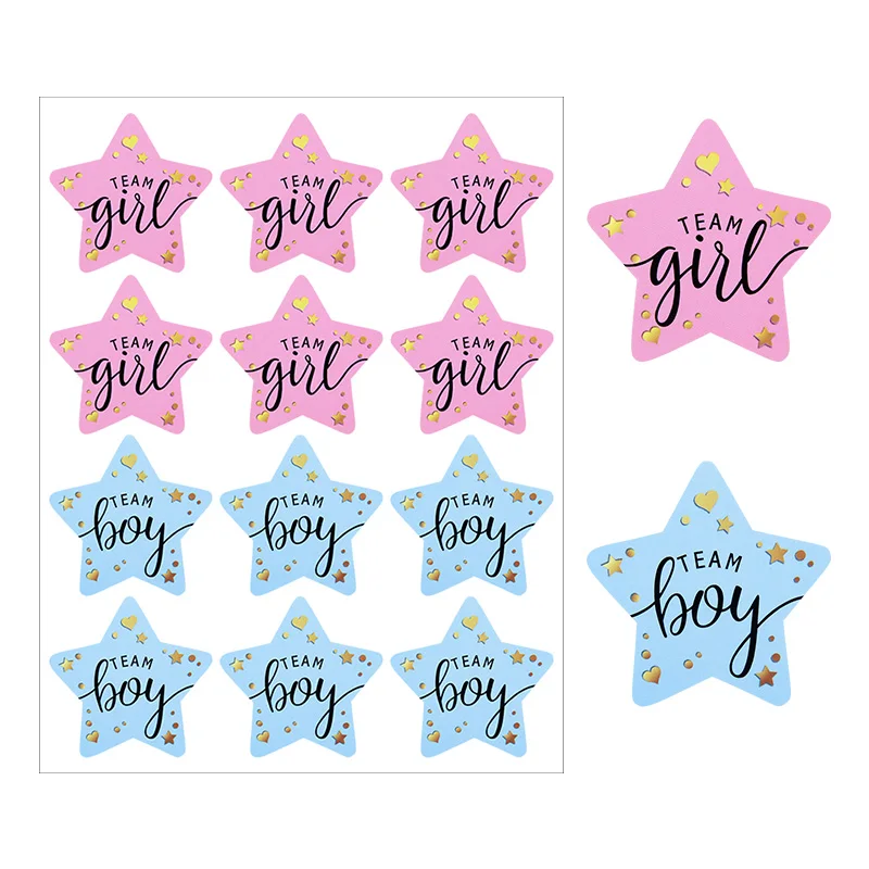 120pcs Gender Reveal Stickers for Party Invitations and Voting Games Team Boy Team Girl Labels Sticker Baby Shower Reveal Party