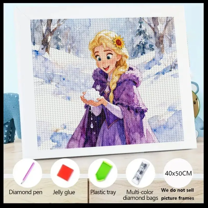 

1 шт. DIY 5D полный набор для алмазной живописи, милая мультяшная фантазийная принцесса для девочек со светлыми косами и фиолетовым зимним нарядом