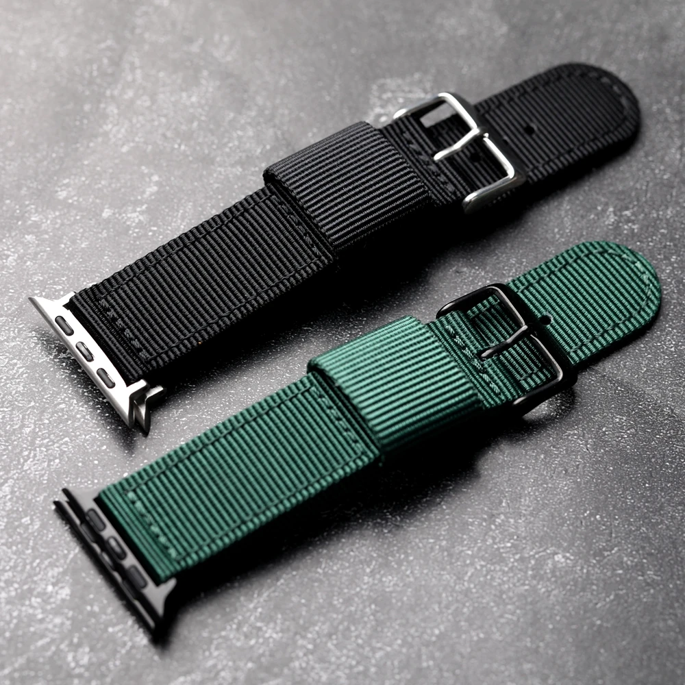 Suitable for Apple watch band, nylon black green 49MM 45MM 44MM 42MM 41MM 40MM casual style ultra2 S8 S9 bracelet