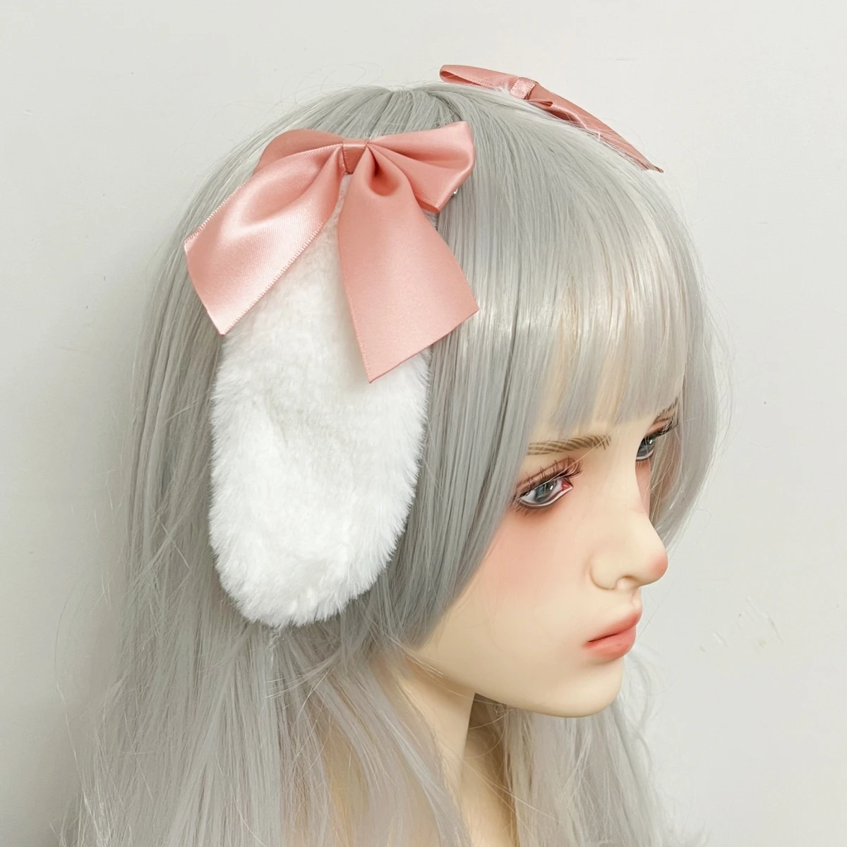 Pince à cheveux en peluche Lolita Cosplay pour femmes et filles, lapin, oreilles de lapin, nœud papillon ruban Kawaii, épingle à cheveux mignonne, accessoires pour cheveux, 2024