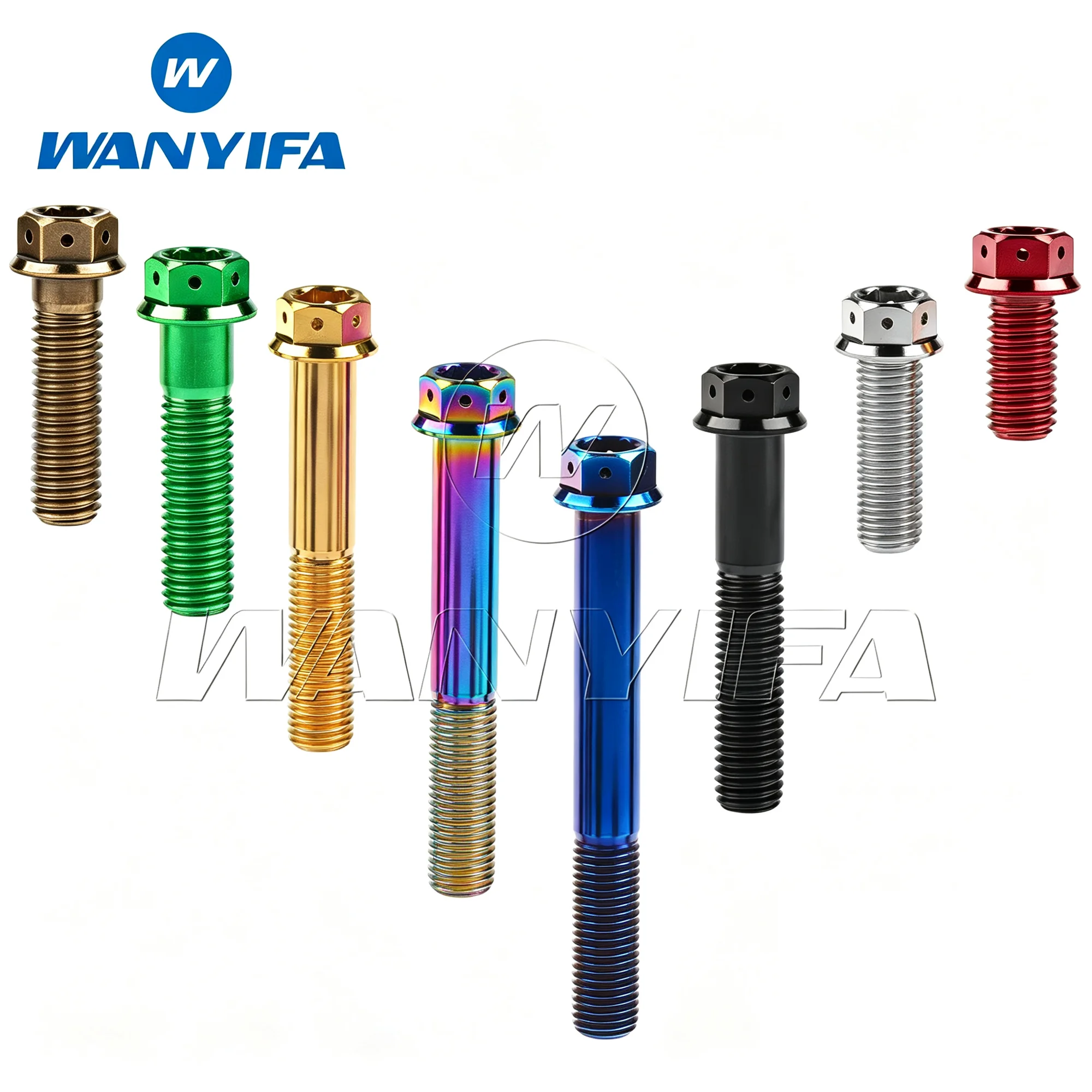 Wanyifa Titanium  Bolts Flange Hex  M6/M8 (10-75mm Length, 1.0/1.25mm Pitch) for Motorcycle Disc Brake System Upgrades Inner
