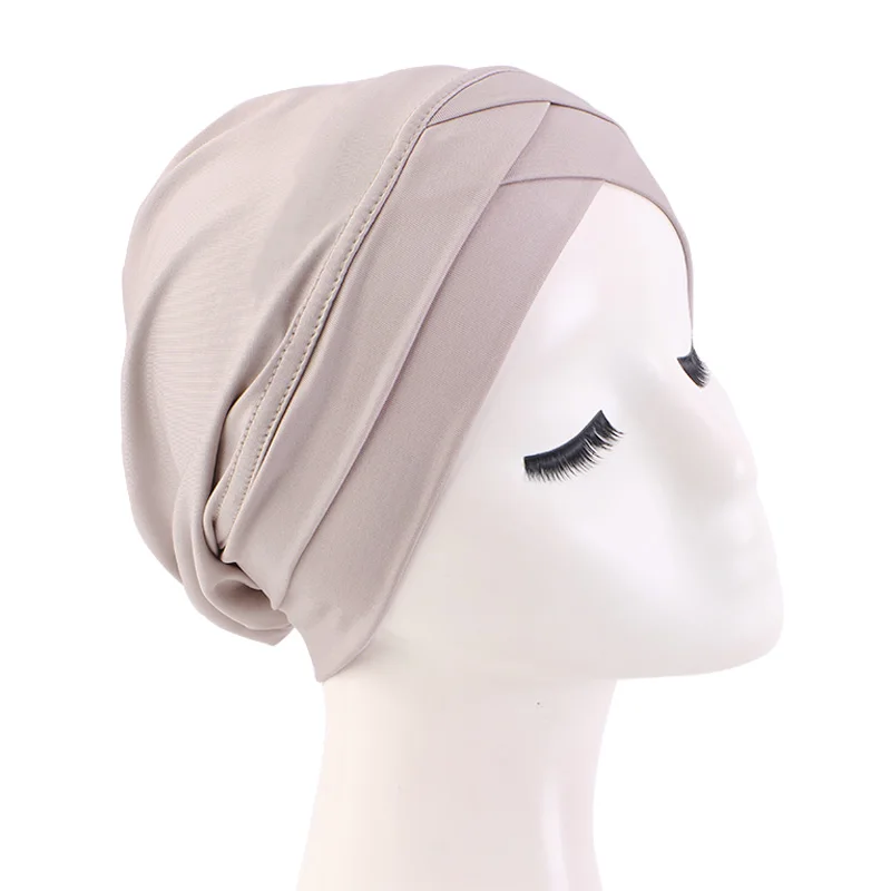 New Women cross muslim hijab inner hat Islamic UnderScarf Arab Wrap Chemo Bandana Muslim Scarf Hijab Bonnet Cap Indian Hat