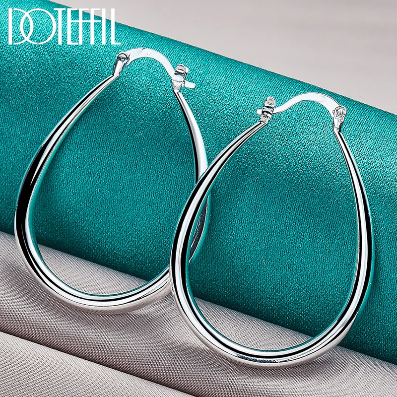 

DOTEFFIL 925 Sterling Silver Smooth Circle 41mm Hoop Earrings For Women Lady Gift Fashion Charm High Quality Wedding Jewelry