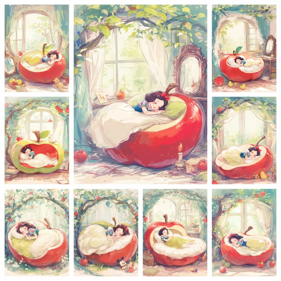 

Disney Snow White 5D DIY AB Diamond Painting Apple Bed Embroidery Mosaic Crosss Stitch Home Decor Children's Gift Full Drill