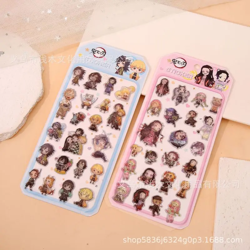 

40pcs Japanese Anime 3d Raised Relief Stickers Cartoon Characters Crystal Stickers Diy Scrapbook Stationery Phone Case Decor