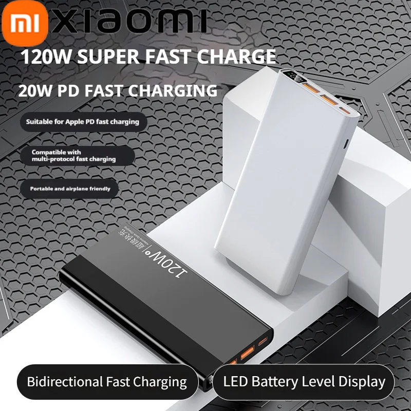 Xiaomi 50000mAh Portable high-capacity Power Bank 120W Super Fast Charge with LED Level Display Power Bank For IPhone Samsung