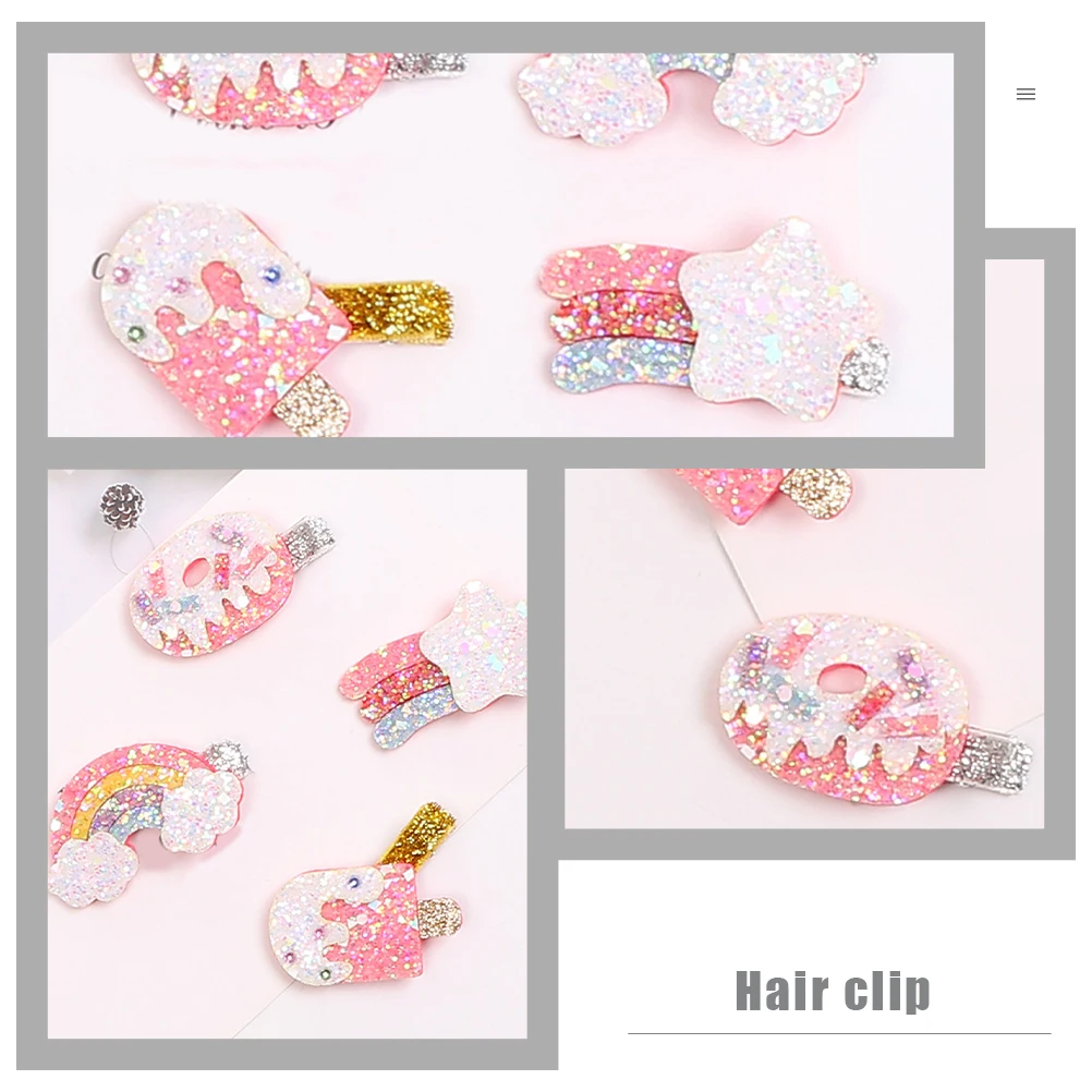 

4pcs Cute Clips Flash Powder Accessories For Girls Women Party Wedding Prom Banquet Hairpins Stylish Hair Clips For Daily