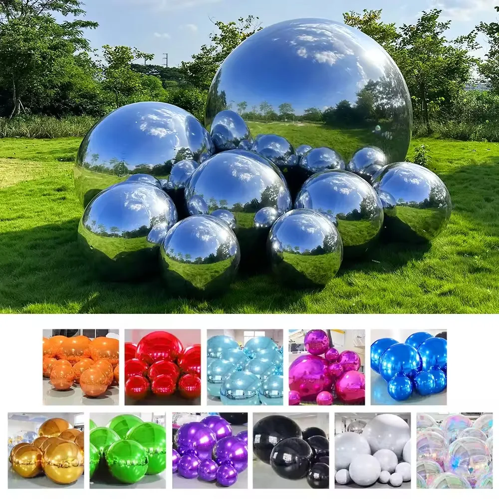 White Inflatable Mirror Ball Giant Hanging Inflatable Mirror Balloon Airtight 0.5m-3m Sealed Colorful Sphere for wedding  decor