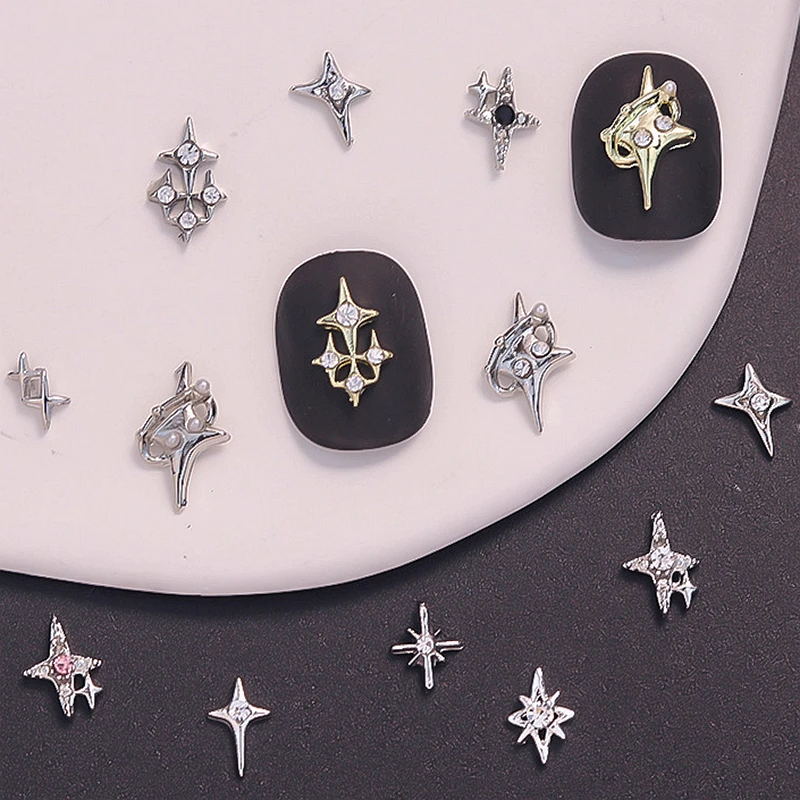 

10PCS Retro Nail Star Charms Alloy Starlight Jewelry Accessories Parts For Nails Decoration Supplies Manicure Decor Materials