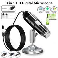 Professional USB Digital Microscope 50X to 1000X 1600X 8 LEDs  Electronic Microscope Endoscope Zoom Camera Magnifier+ Lift Stand