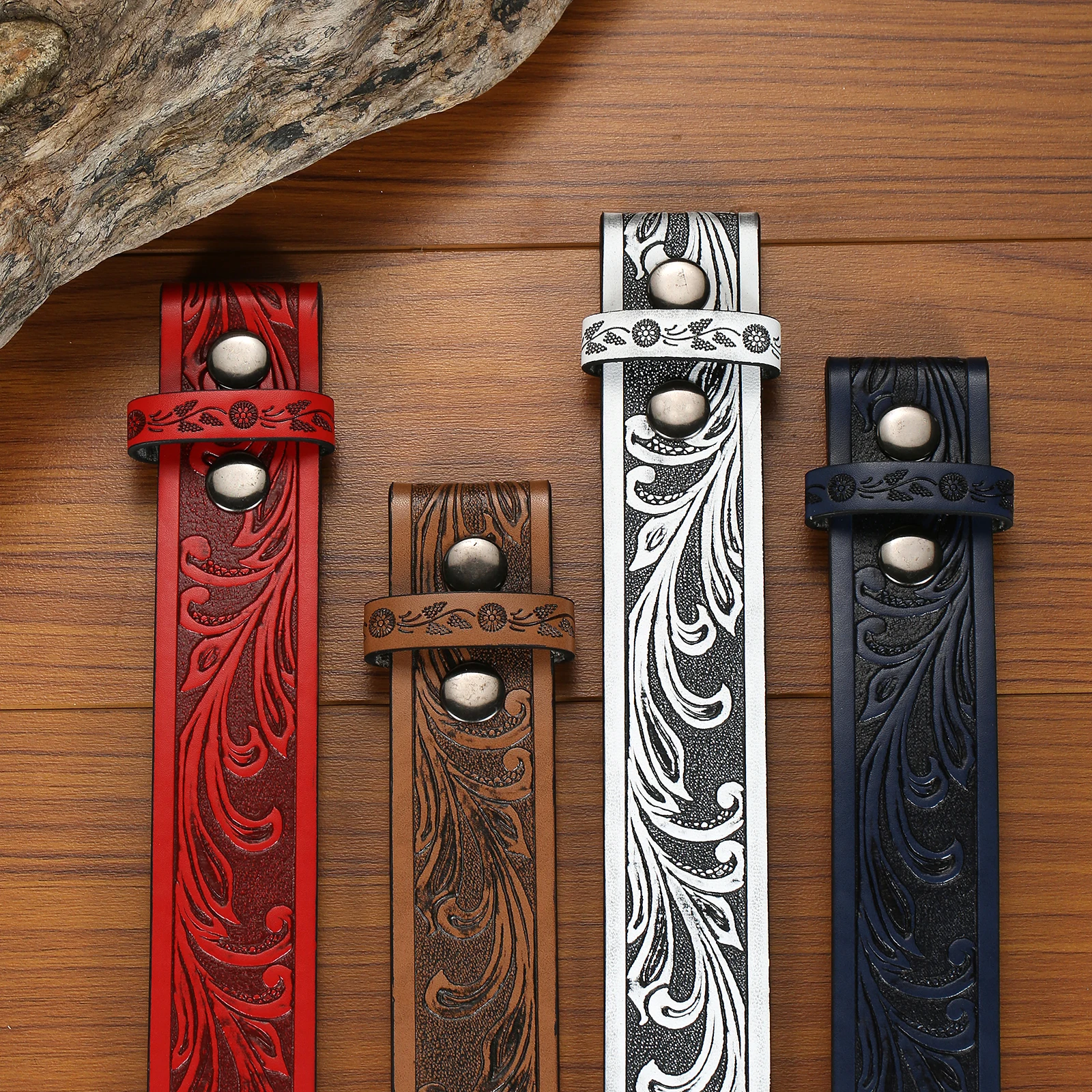 Colorful Embossed Button Belt (Not Including Buttonhead), Embossed Grass Pattern. Classic Retro. Punk Instagram Style. Everyday