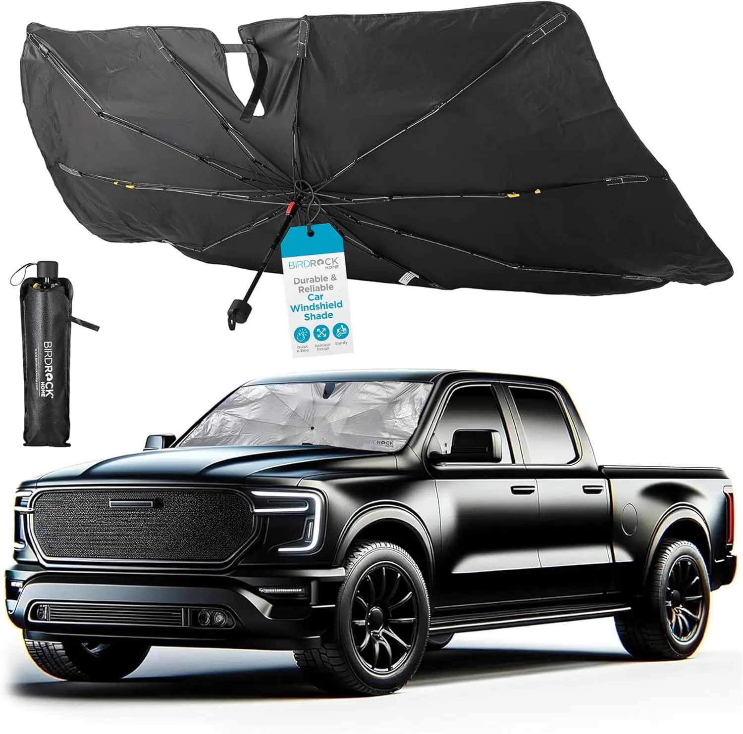 

Car Windshield Sun Shade Umbrella - Foldable Cover UV Block for Front Window, Sunshield for SUV, Truck & Sedan, Protect Interior
