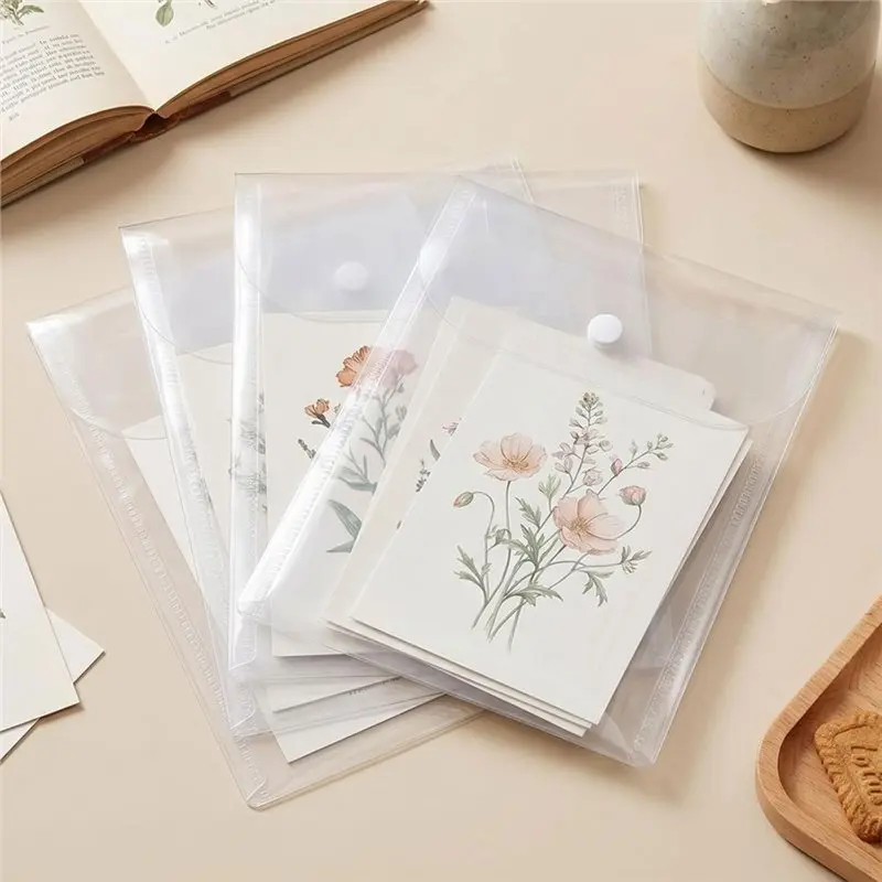 Hot Sale-Clear Snap Plastic Envelopes 5X7, 50Pcs For Stamp And Die Storage Pockets, Reusable Plastic Folders For Stamps, Cutting