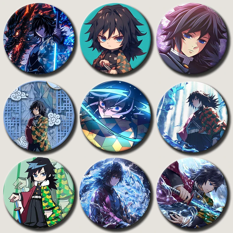 

58mm Anime Character Tomioka Giyuu Soft Button Pin Demon Cartoon Brooch Creative Badge for Backpack Clothes Decoration Gift