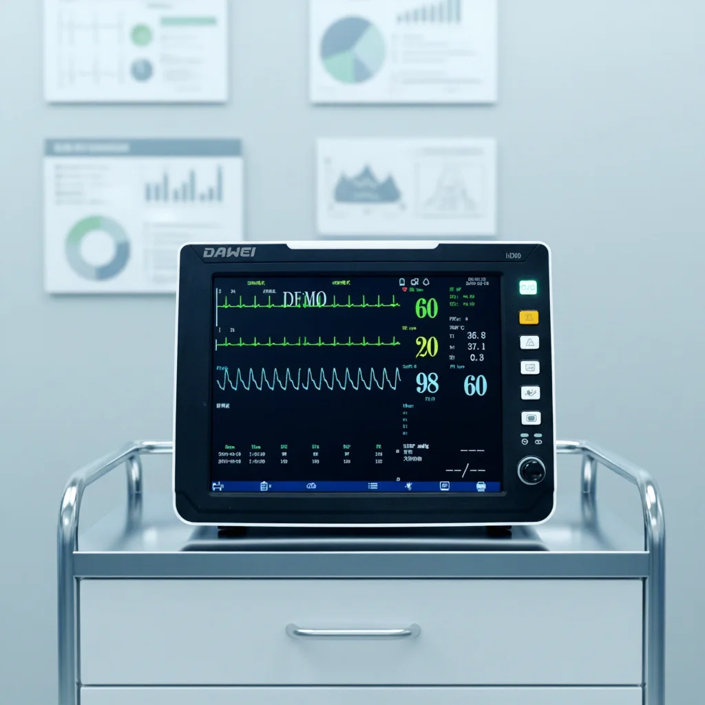 DAWEI VET Multiparameter Monitor - No-Fan Design Night Mode Adjustable Volume Animal Clinical Monitoring Tool