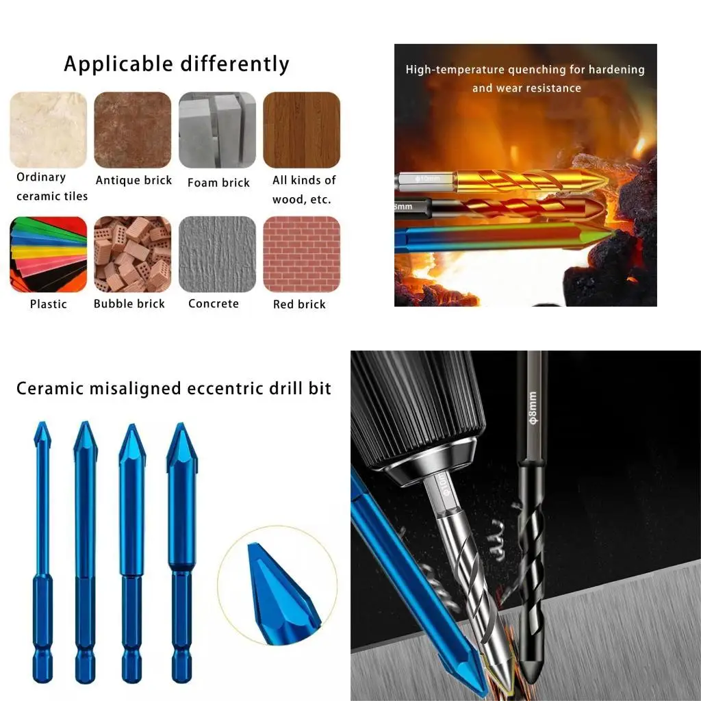 

652F High Hardness Eccentric Drill Bit for Ceramic Glass Tiles Dry Drilling Applications Ergonomic Handle Alloy Construction