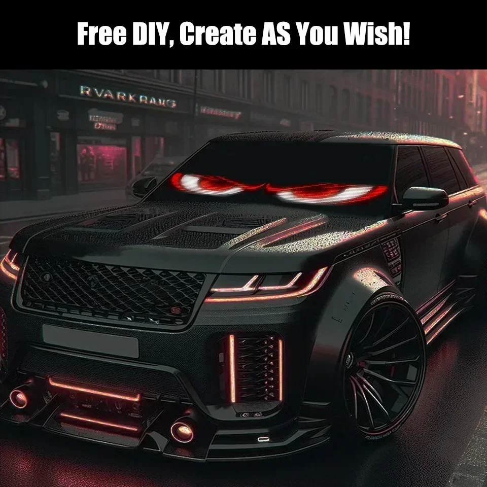 Car LED Matrix Pixel Color Screen Music Rhythm Text Display Devil's Eye Japanese Anime Rolling Screen APP Control DIY Pattern