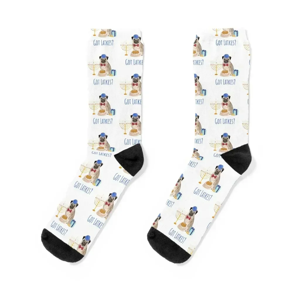 Got Latkes? Cute Hanukkah Pug Celebrates Hanukkah Socks Toe sports new year Socks For Girls Men's