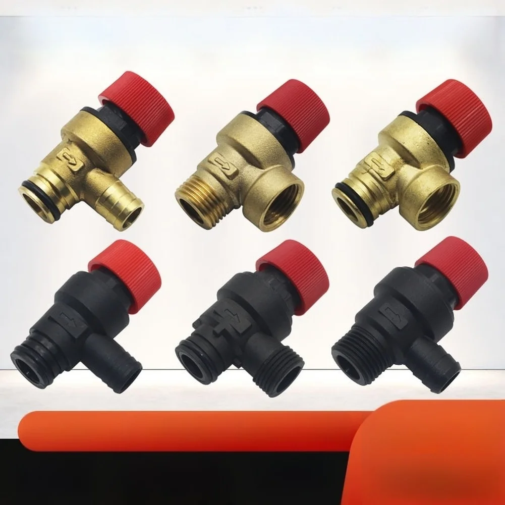 Brass 3BAR Safety Pressure Relief Valve Red For Wall Mounted Boiler Solar Water Heater Central AC Heating System Replacement Par