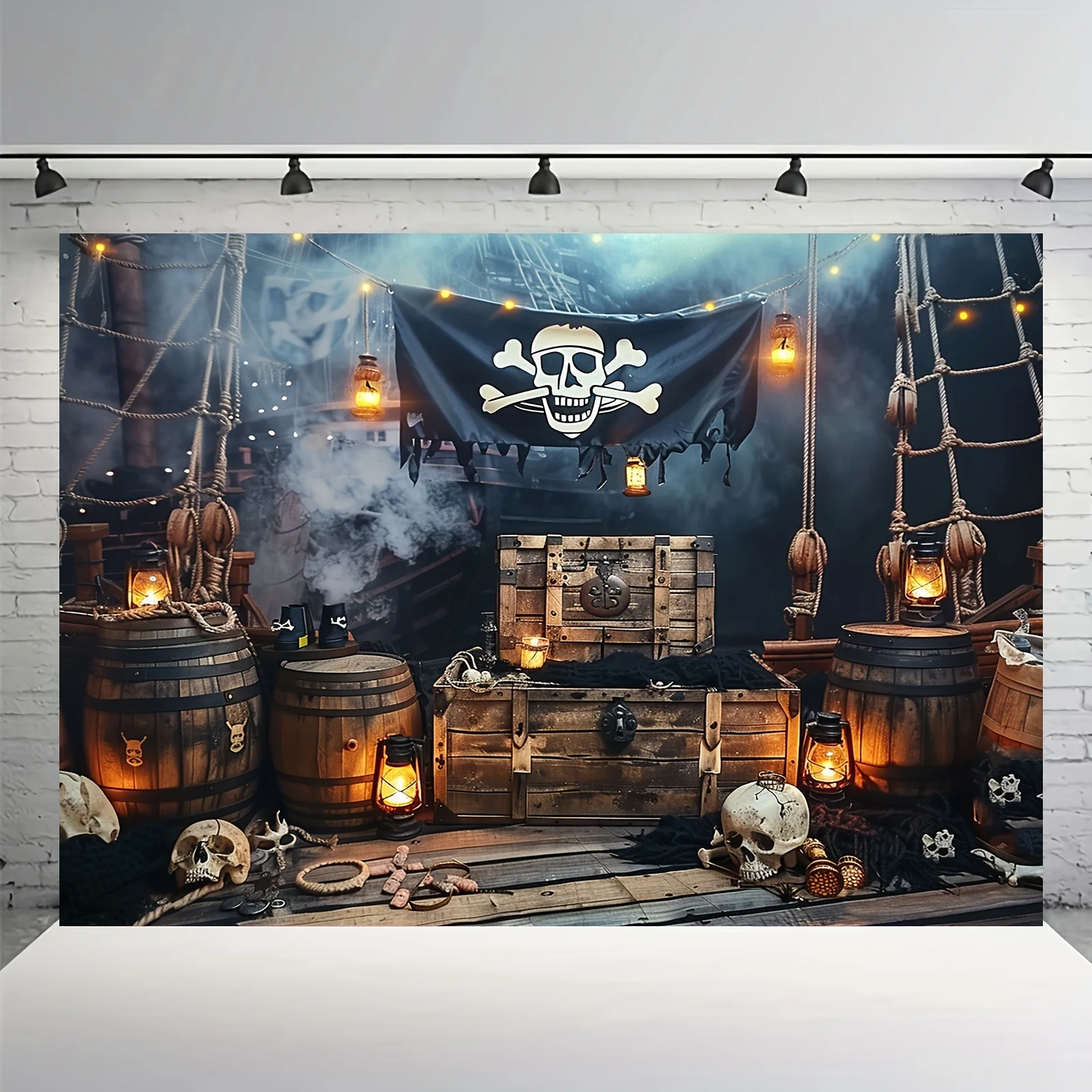 Fotohintergrund aus Polyester mit Piratenmotiv, perfekt für Geburtstagsfeiern im Teenageralter, Innen-/Außendekoration