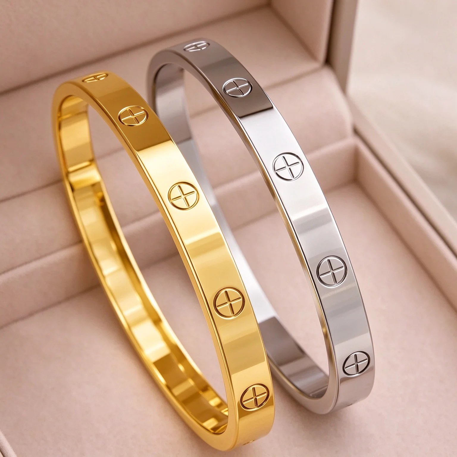 1 Piece of Stainless Steel Bracelet, Niche Minimalist Non-Fading Bracelet, High-End Gift-Giving Versatile Jewelry, Stackable Bracelet, Unisex Style