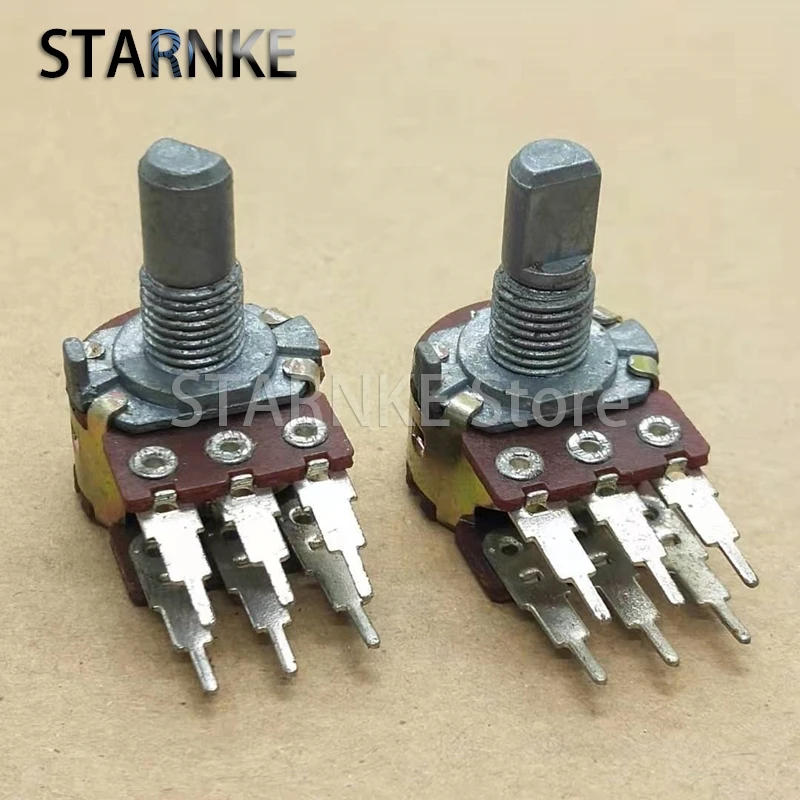 2PCS 148 Type Dual 6Pins Potentiometer A50K Amplifier/Sound Volume Adjustment Long Leg Potentiometer Handle Length 15MM