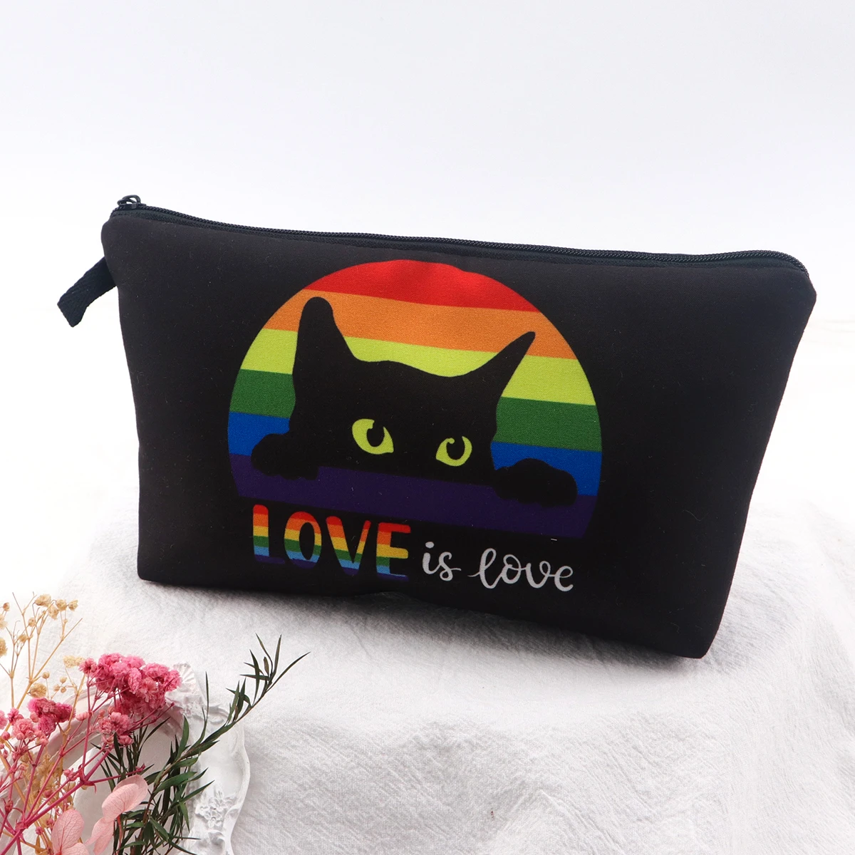 

Rainbow Cat Love is love Women's Storage Organizer Bingo Makeups Bags Cosmetic Pouch Travel Cosmetics Bag Makeup Accessory