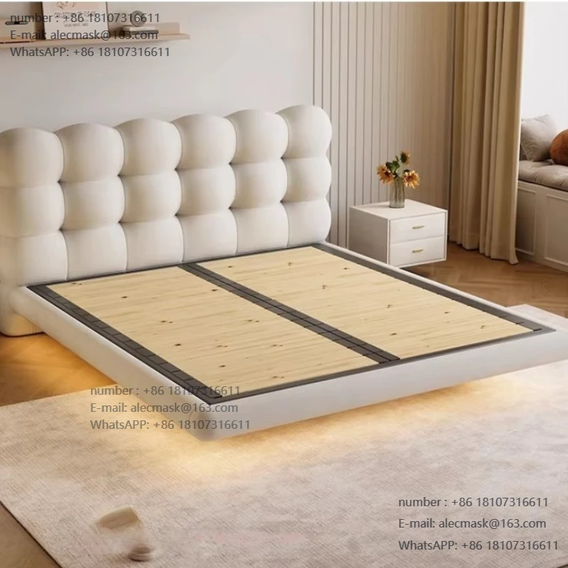 

Cream wind bubble suspension bed, simple, wool fabric, double