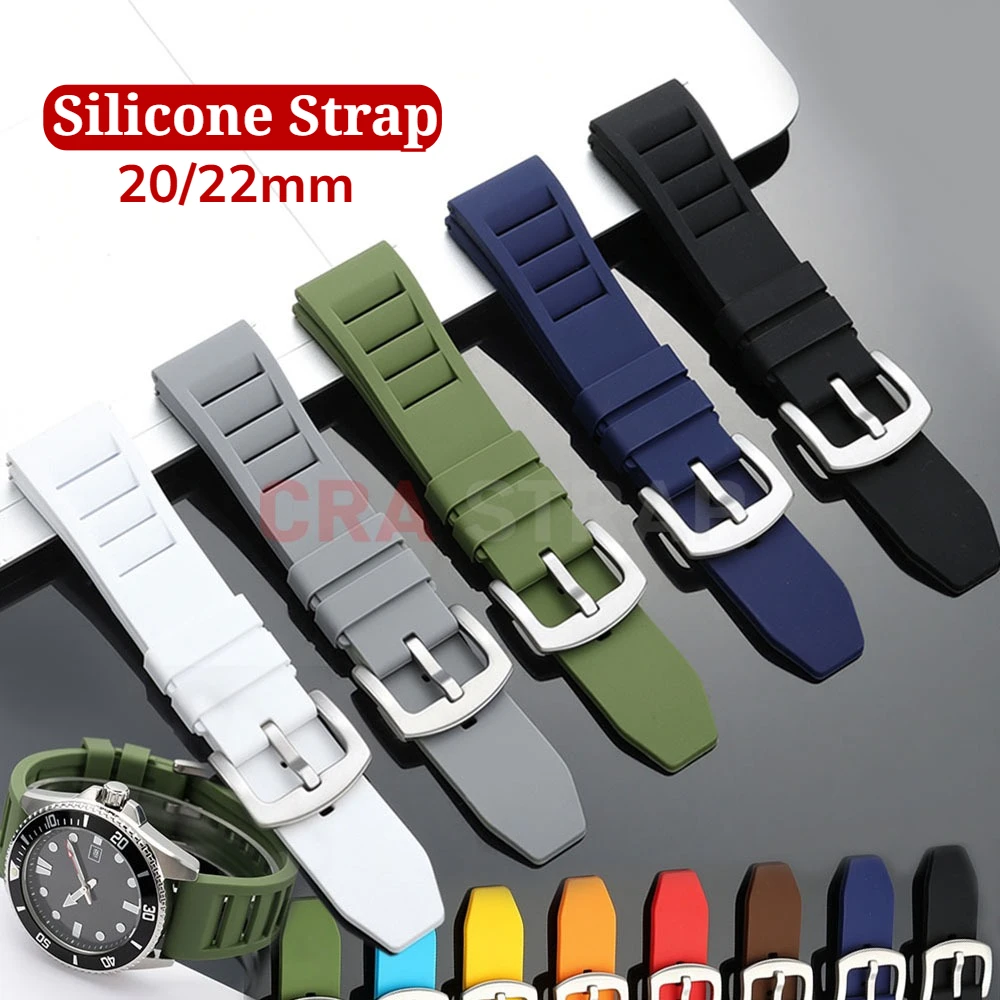 20/22mm Quick Release Silicone Watch Band 20mm 22mm Rubber for Seiko Smart Strap Universal Men Women Replacement Straps Bracelet