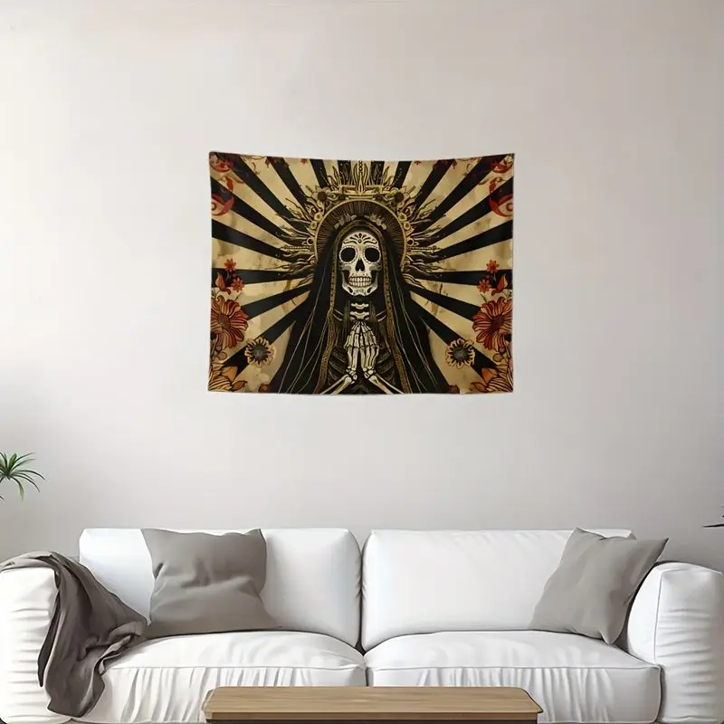 VIKAMA Mexican Day of the Dead Skeleton Madonna Tapestry Bohemian Dark Style Background Esports Room Decoration Room Decoration