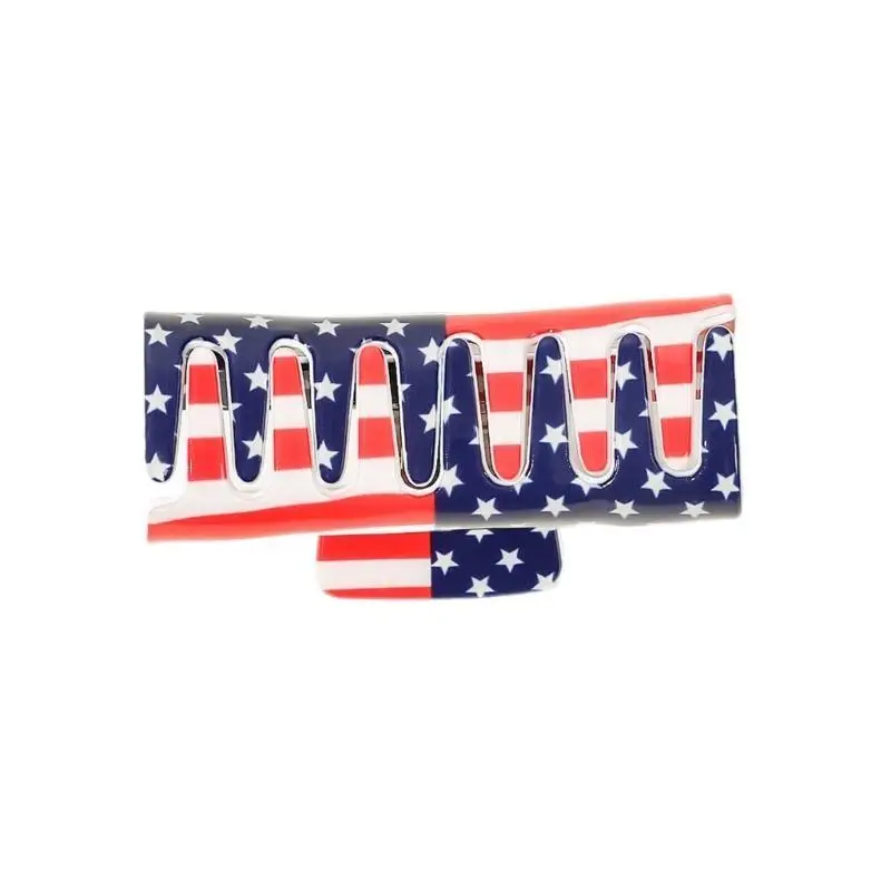652F Pinza banderas americanas Pinza plástico para adolescentes Cola caballo Compras Maquillaje