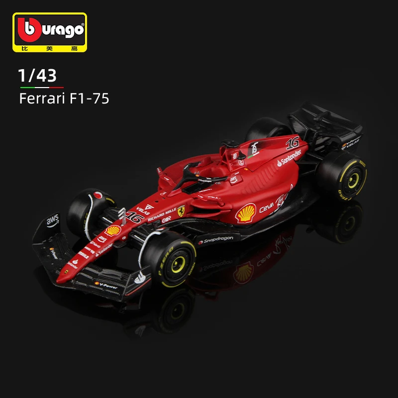 Bburago 1:43 Ferrari F1-75 Alloy F1 Racing Model Luxury Vehicle Diecast Car Toy 16# Charles Leclerc 55# Carlos Sainz 2022