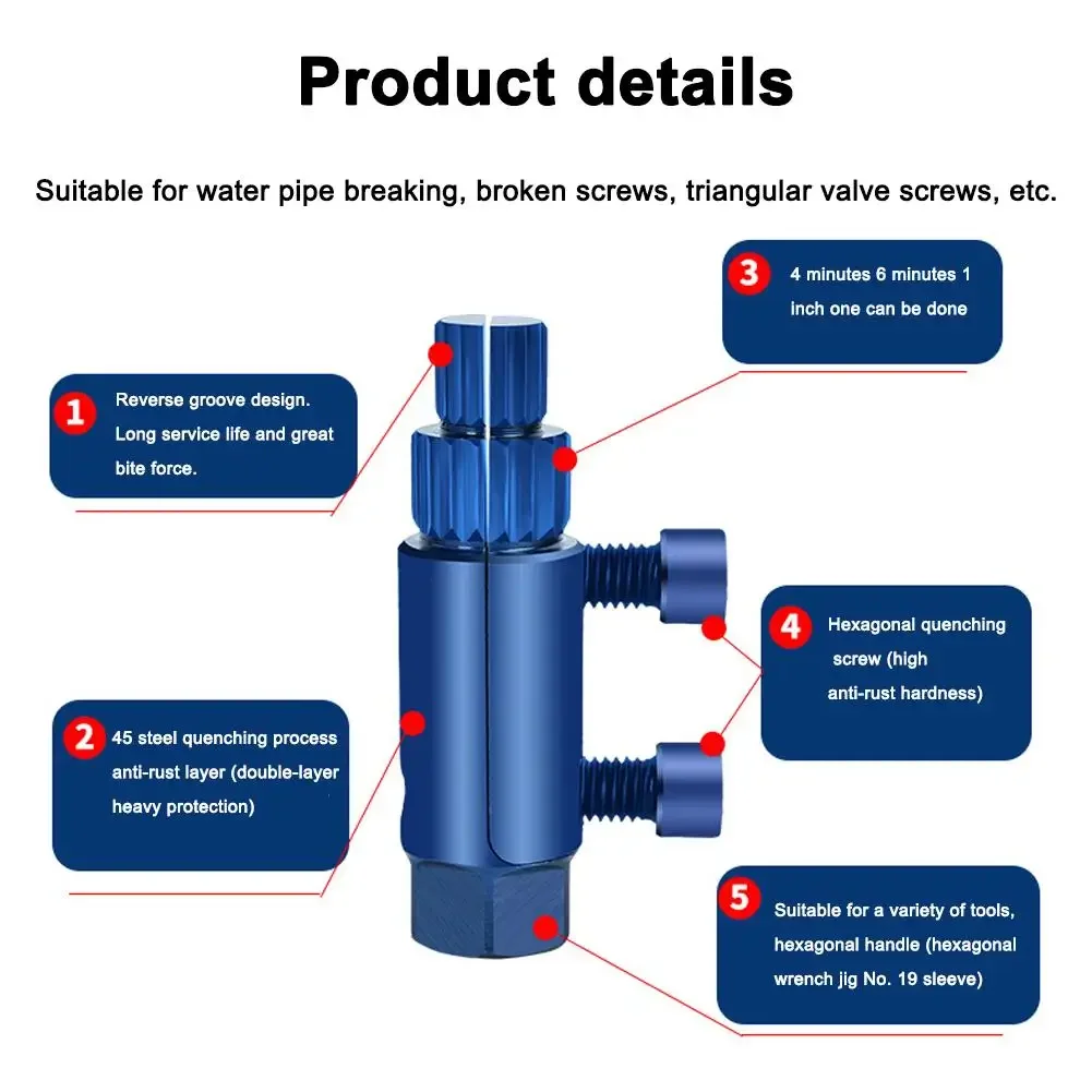 1 Set Broken Pipe Thread Extractor for Bolt Removal And Broken Pipe Repair for Stripped Screws Wire Breaking Remover Tool