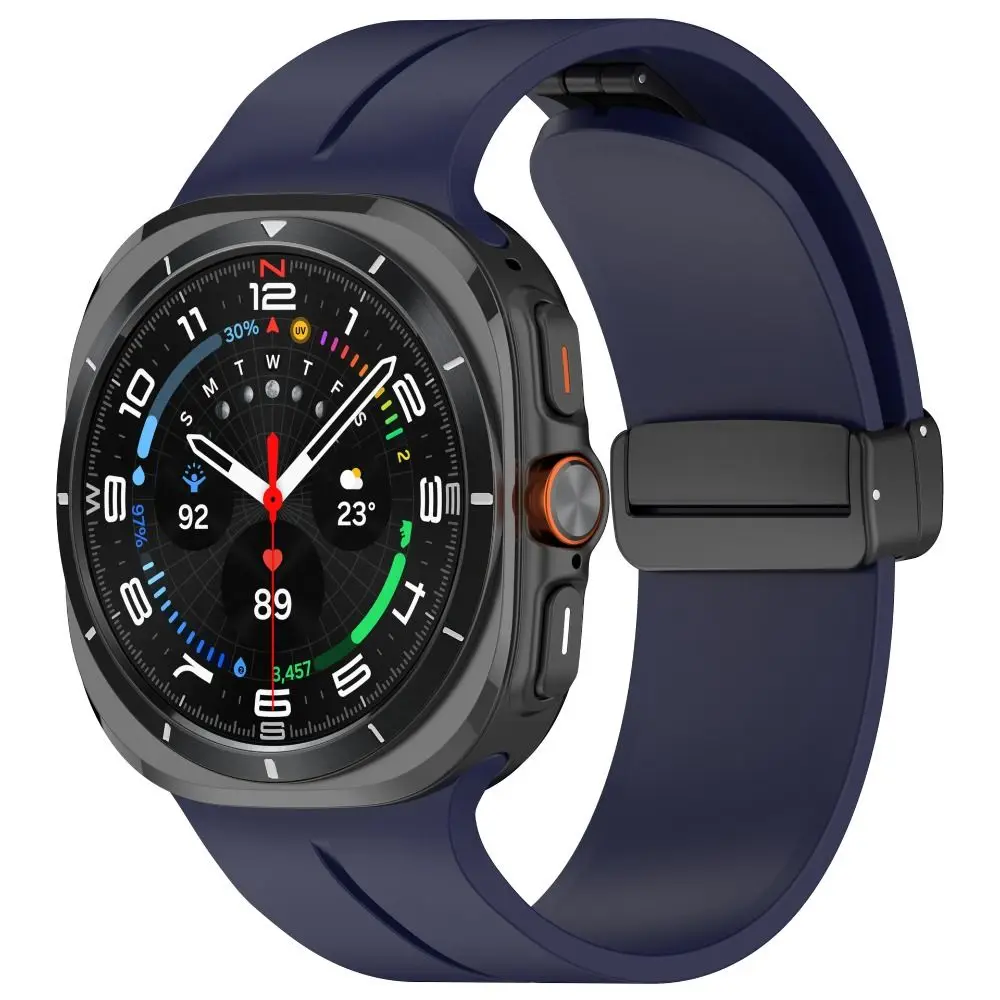 Hebilla plegable magnética de silicona, accesorios de repuesto de correa de silicona para reloj inteligente Samsung Galaxy, Ultra 47mm