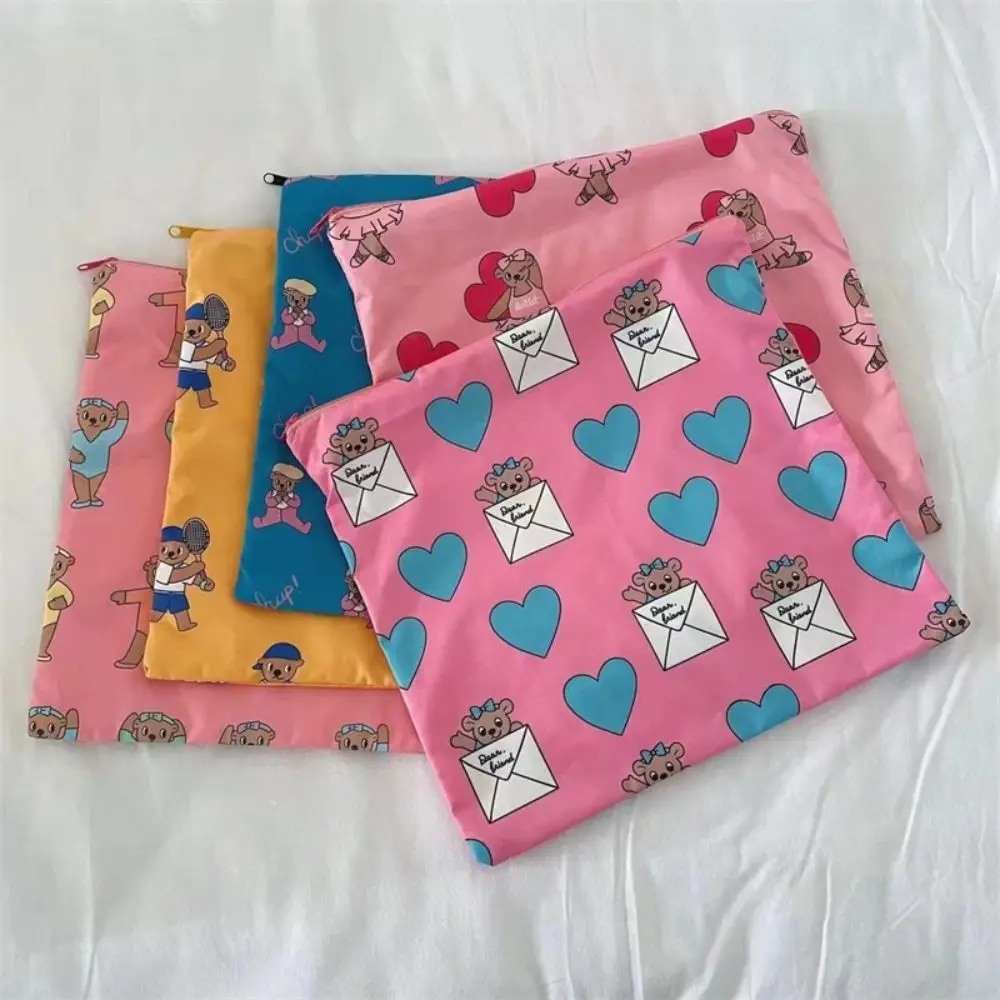 Cute Kawaii Makeup Bag Large Capacity Cartoon Cosmetic Pouch Portable Bear Pattern Toiletry Bag