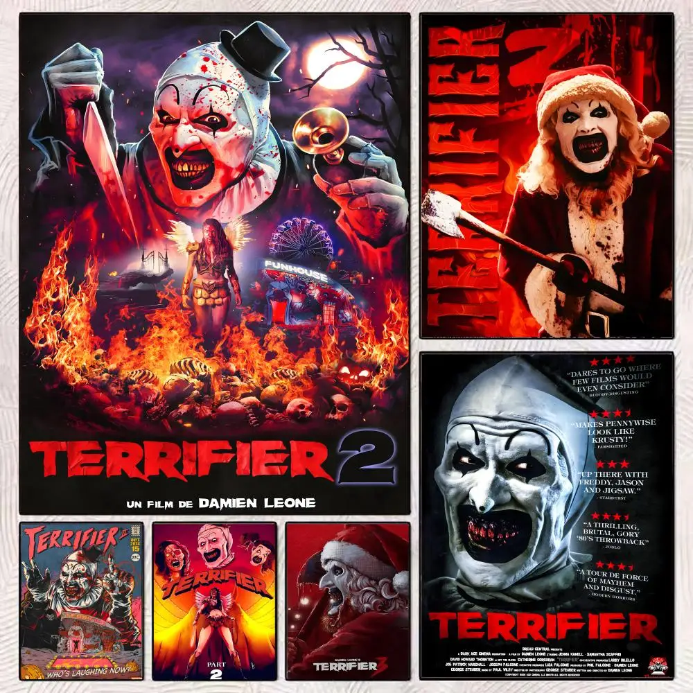 

T-Terrifier Thriller Movies Poster HD Art Mural Wallart Poster Waterproof Vintage Print Decor for Home Decoration DIY Durable