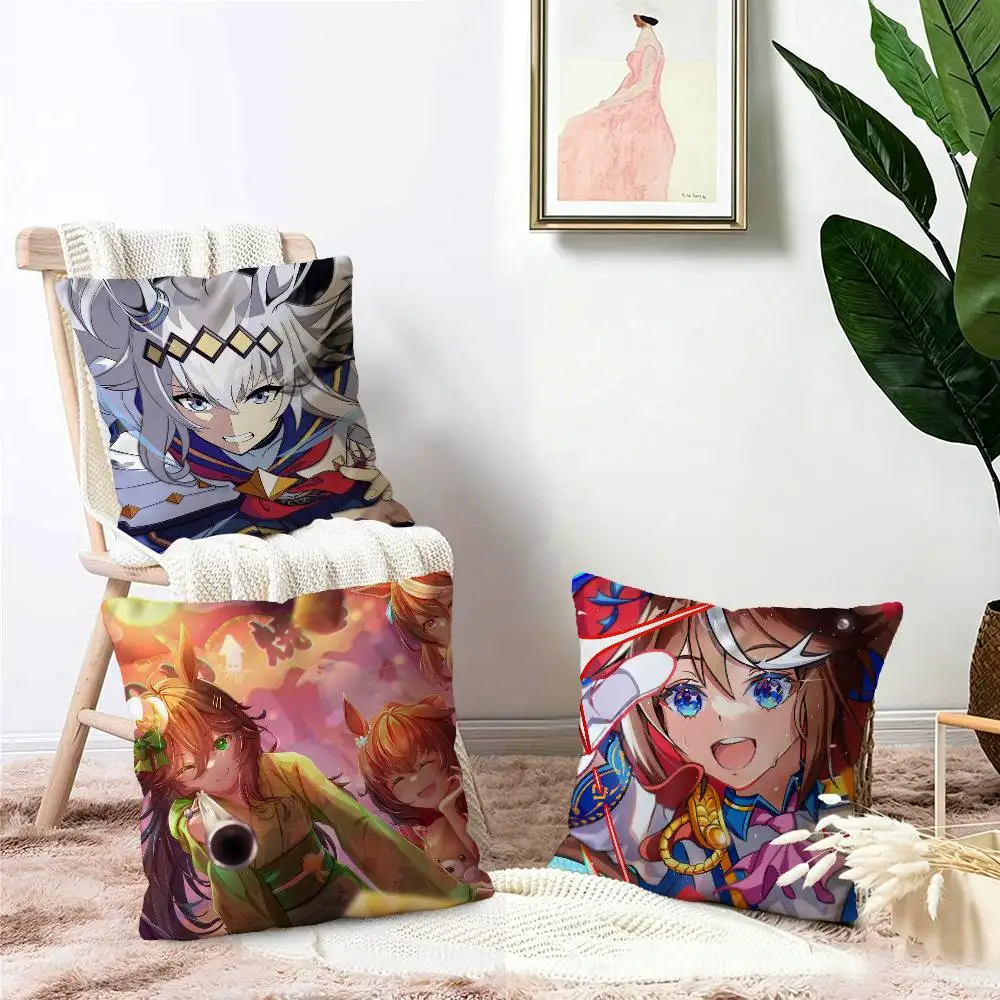Umamusume Pretty Derby Pillow Cover for Bedroom Room and Living Room Sofa Decorative Cushion Cover