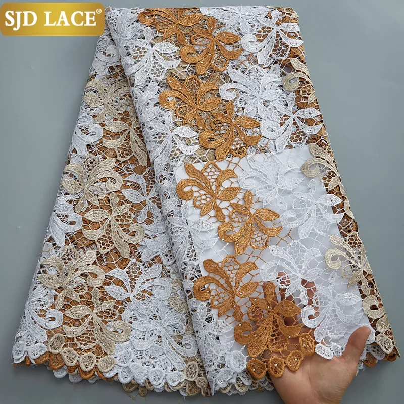 

SJD LACE African Cord Lace Fabric 2024 High Quality Water Soluble Guipure Cord Lace Fabric 2024 Latest For Wedding Material 2870
