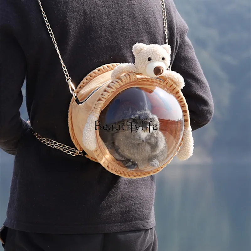 Cute Delicate Squirrel Outerwear Portable Bag Minipet Transparent Outing Crossbody Backpack