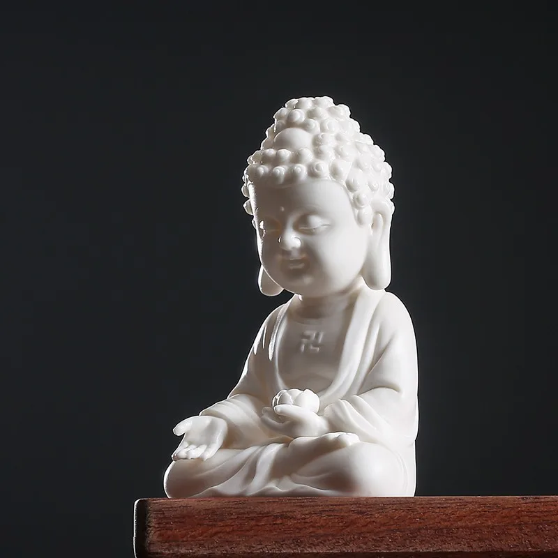 Imagem -02 - Artesanato de Cerâmica para Decoração Estátua de Porcelana Preta Sakyamuni Ksitigarbha e Arya Avalokiteshvara Figura de Buda Decoração