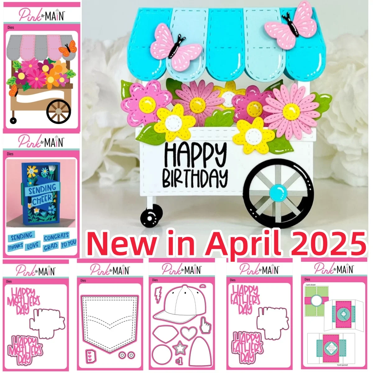 

2025 New Flower Cart Pop Up Pocket Ball Cap Happy Mother's Day Metal Cutting Dies DIY Making Card Scrapbook Craft Decoration