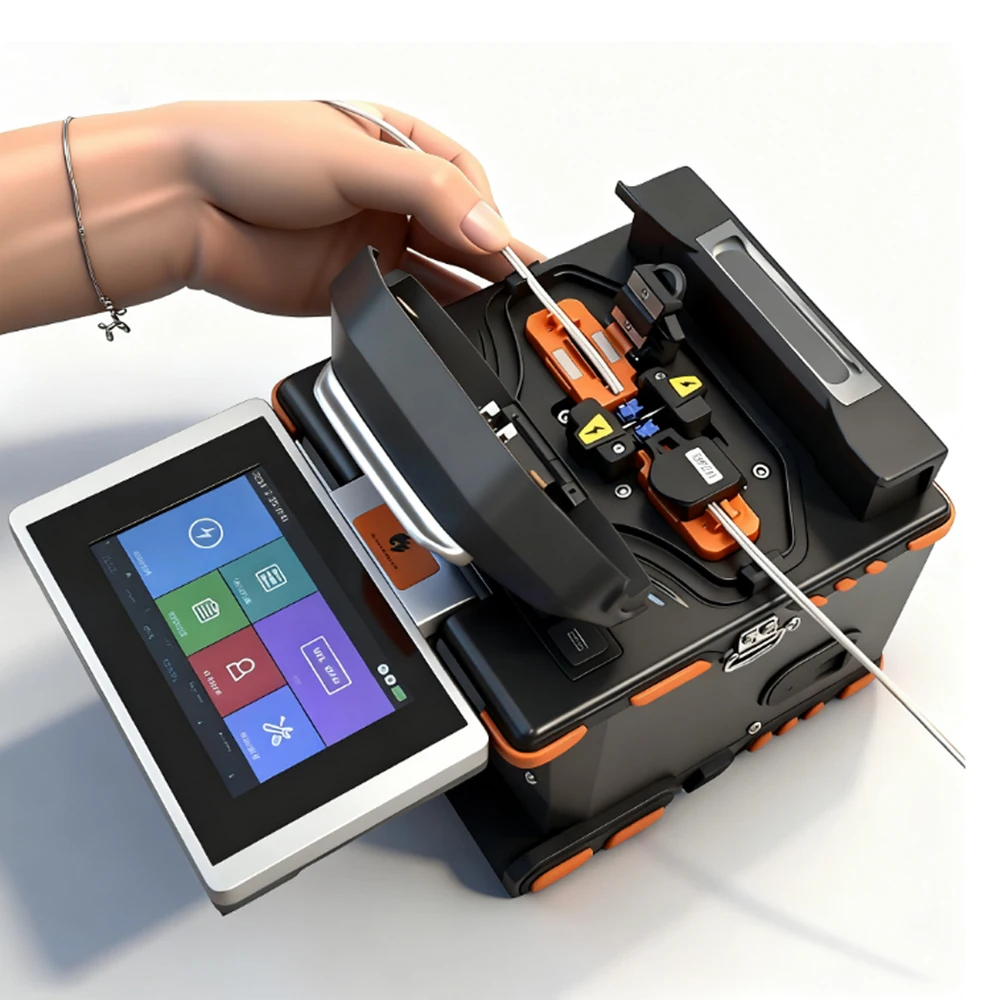 M5  4.3inch Screen Fiber Optic fusion Splicer 6 Motors FTTH Optical Fiber Splicer Fusion Machine for Network Fiber