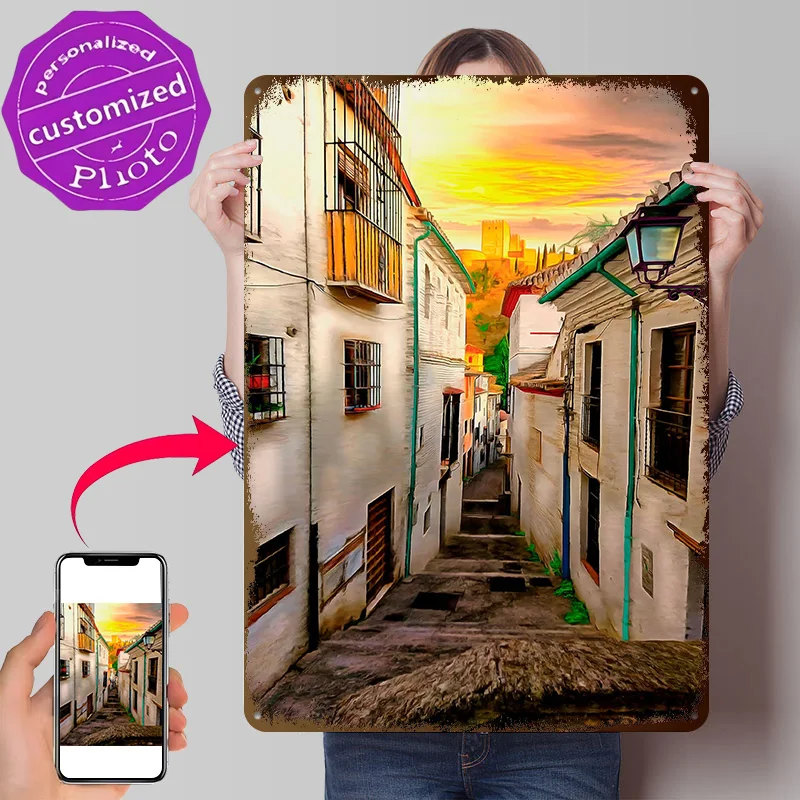 ALHAMBRA IN GRANADA Luxury Decoration Home Decor Accessories Metal Wall Art Bedroom Decorations for Living Room Tin Sign Items