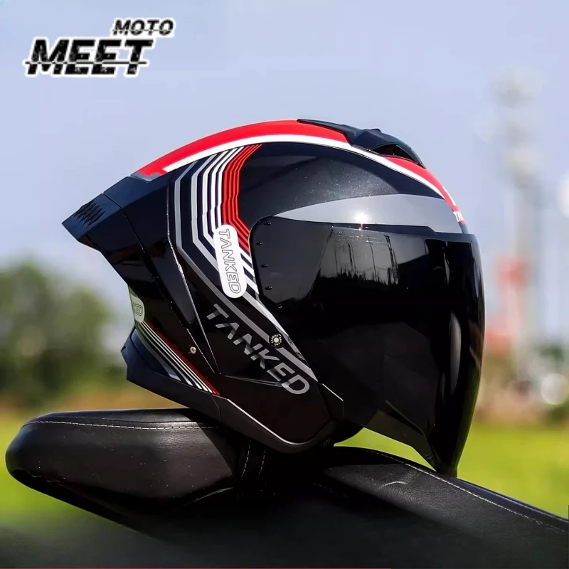 TANKED Motorcycle Helmet for Men's and Women's 3/4 Helmet Motorcycle Half Helmet Cascos Para Moto Casco Moto 헬멧반모