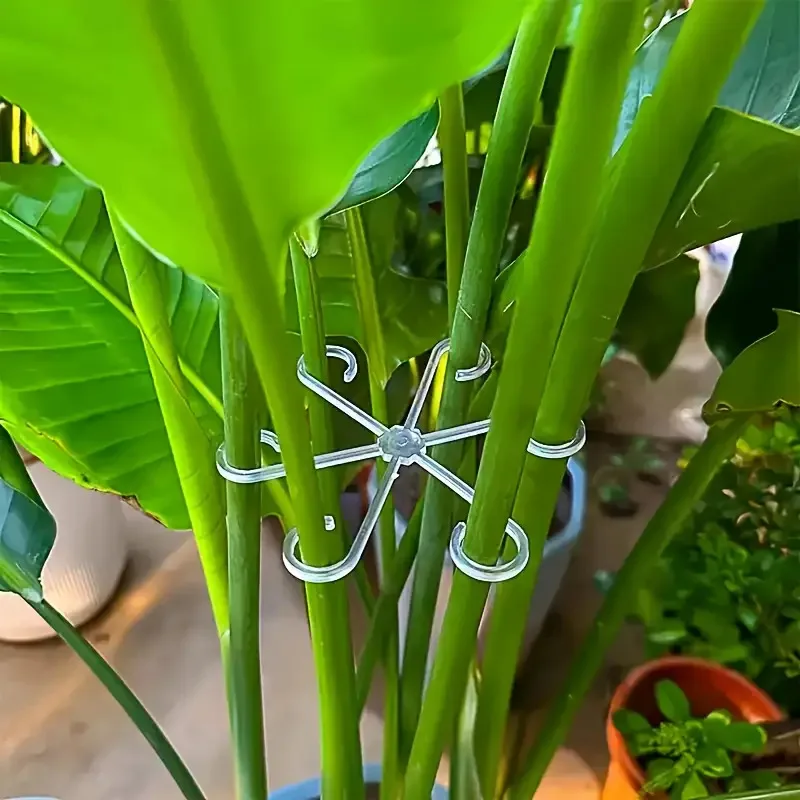 4Pcs Transparent Plant Support Stakes,U-Shaped Foldable Garden Stakes for Bamboo &Potted Plants,Indoor/Outdoor Hydroponics Use ﻿