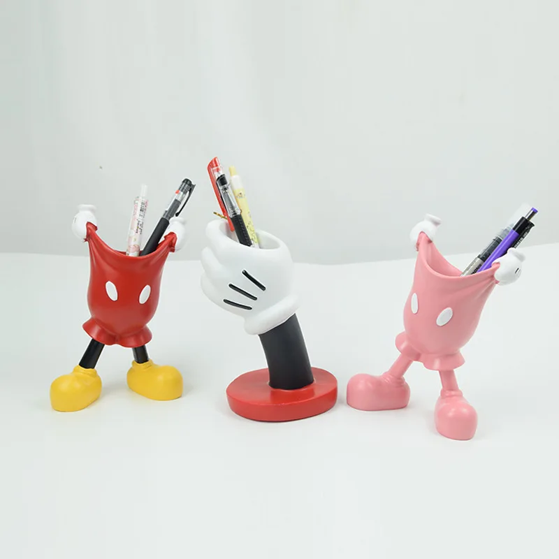 

Mickey Mouse Pen Container Anime Figures Hand Model Makeup Brush Holder Pencil Stationery Desktop Decoration Student Kids Gifts